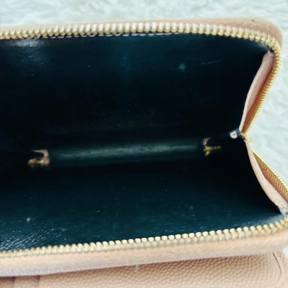 Yves Saint Laurent Cassandra Matellase Blush Grain Leather Compact Wallet